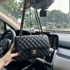 Túi Chanel Classic CC Da Caviar Khóa Vàng 2 Màu Đen Kem